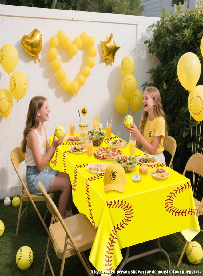 APUXXJUPA Softball Table Cloth, 4 Pcs 51 x 86 in Disposable Plastic Tablecloths for Softball Party Decorations Sports Party Supplies - Image 4
