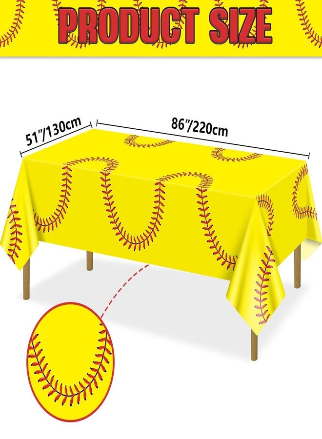 APUXXJUPA Softball Table Cloth, 4 Pcs 51 x 86 in Disposable Plastic Tablecloths for Softball Party Decorations Sports Party Supplies - Image 2