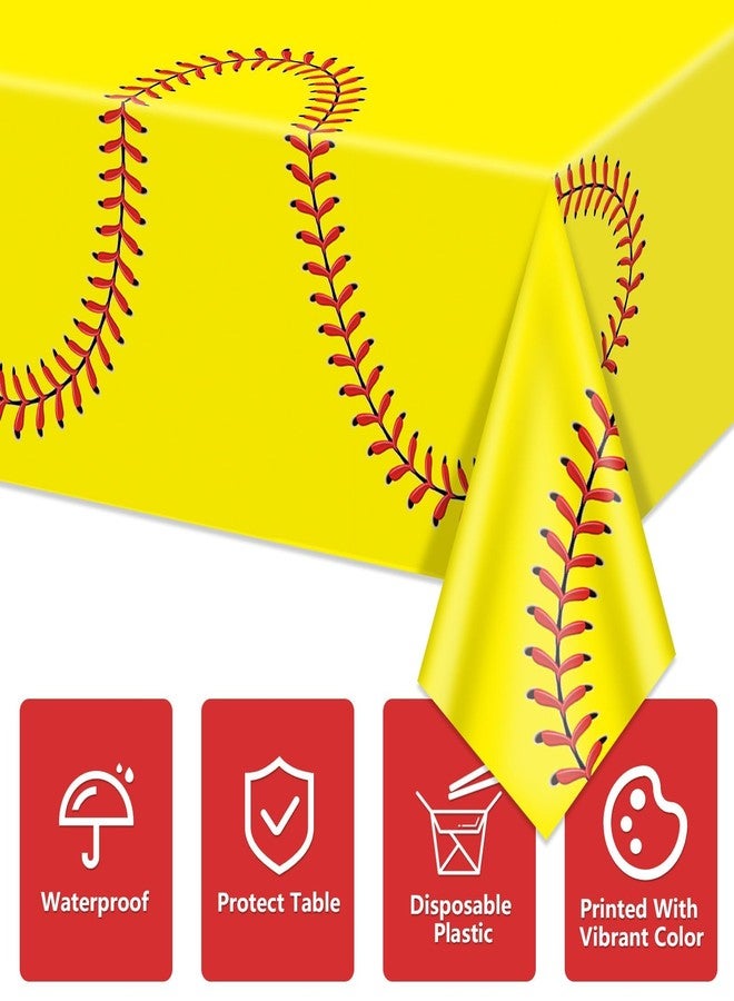APUXXJUPA Softball Table Cloth, 4 Pcs 51 x 86 in Disposable Plastic Tablecloths for Softball Party Decorations Sports Party Supplies - Image 3
