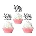 MonMon & Craft MonMon Craft 24 Pcs Mr Mrs Cupcake Toppers for Bridal Shower Wedding Engagement Party in Black - Image 2