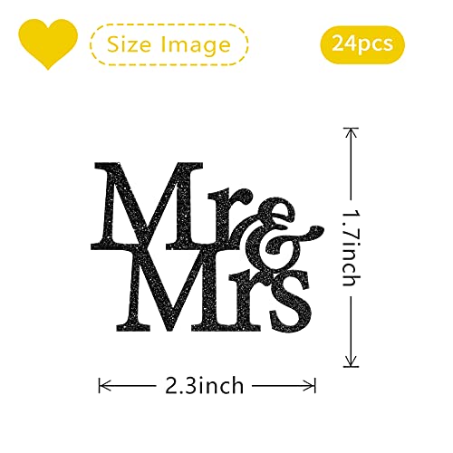 MonMon & Craft MonMon Craft 24 Pcs Mr Mrs Cupcake Toppers for Bridal Shower Wedding Engagement Party in Black - Image 5