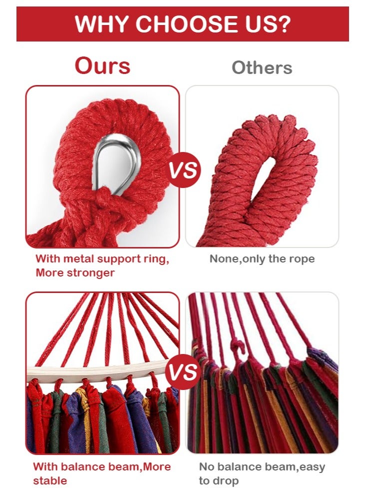 فورثكان أرجوحة تخييم فردية، قماش كانفاس متين مع شعاع توازن مضاد للتدحرج وشرائط شجرة معدنية قوية للعقد، مثالية للتخييم، السفر، الشاطئ، والفناء الخلفي - Image 5