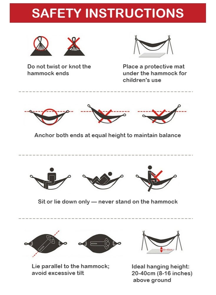 فورثكان أرجوحة تخييم فردية، قماش كانفاس متين مع شعاع توازن مضاد للتدحرج وشرائط شجرة معدنية قوية للعقد، مثالية للتخييم، السفر، الشاطئ، والفناء الخلفي - Image 4