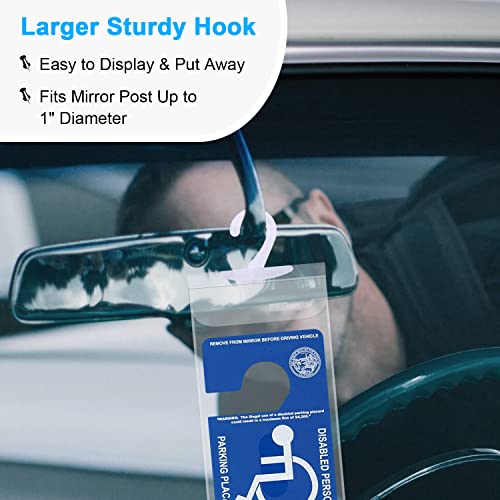 Wisdompro Handicap Placard Holder for Auto, Wisdompro 4 Pack Clear Handicapped Placard Hanger Sleeves, Permit Sign Protector for Disability Parking - Image 5