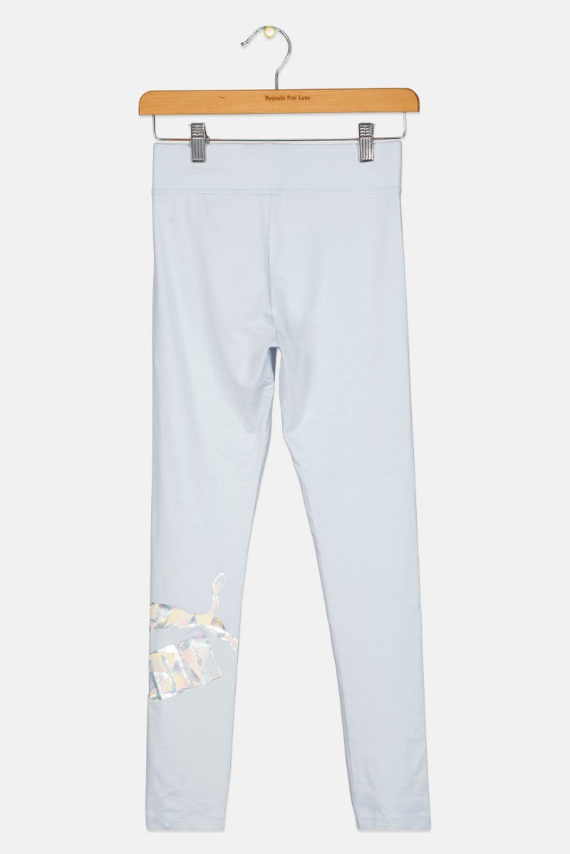 PUMA Kids Girl Sportswear Fit Brand Logo Training Leggings, Ice Blue - Image 3