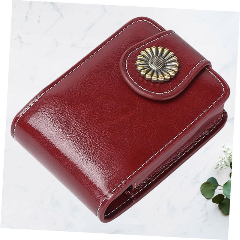 Didiseaon PU Leather Lipstick Pouch with Built in Mirror Red Portable Lip Gloss Carrying Case for Women Travel Vanity Gift Cosmetic Organizer - Image 2
