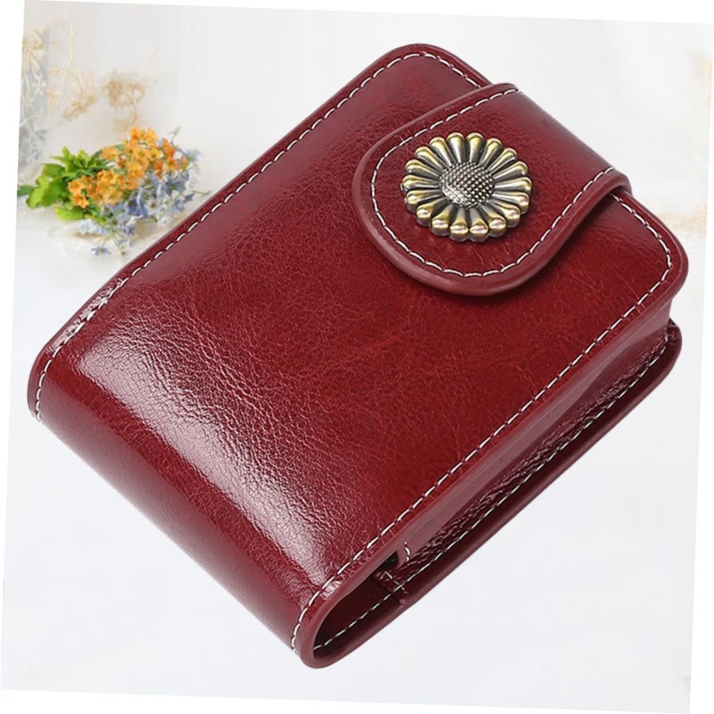 Didiseaon PU Leather Lipstick Pouch with Built in Mirror Red Portable Lip Gloss Carrying Case for Women Travel Vanity Gift Cosmetic Organizer - Image 5