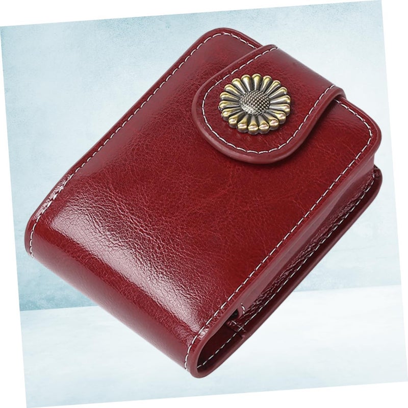 Didiseaon PU Leather Lipstick Pouch with Built in Mirror Red Portable Lip Gloss Carrying Case for Women Travel Vanity Gift Cosmetic Organizer - Image 4