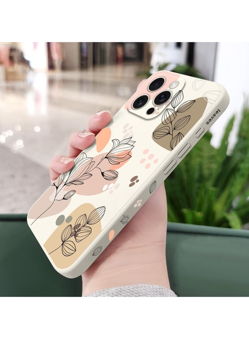 غطاء هاتف ناعم ومقاوم للخدش وخفيف الوزن بتصميم زهري لهاتف iPhone 16 Pro بحجم 6.3 بوصة - موراندي أبيض - Image 4