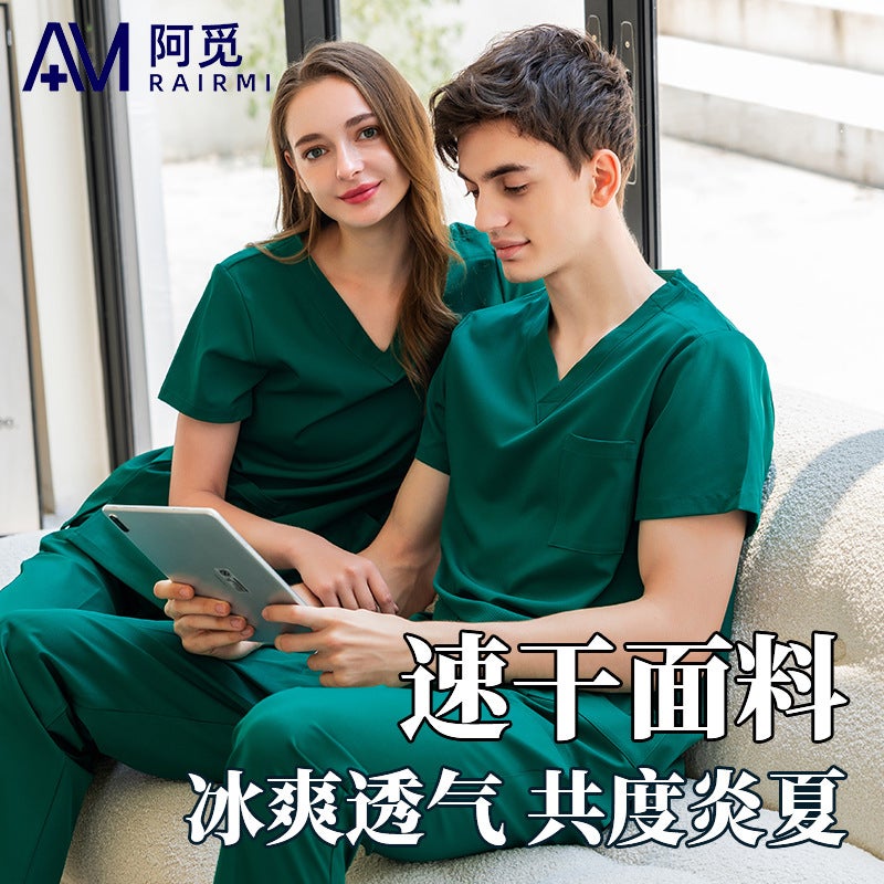 Stretch Medical Clothes Wash Clothes Women'S Brush Hand Clothes Medical Room Dentistry Stomatology Hospital Doctor Split Suit Work Clothes - Image 4