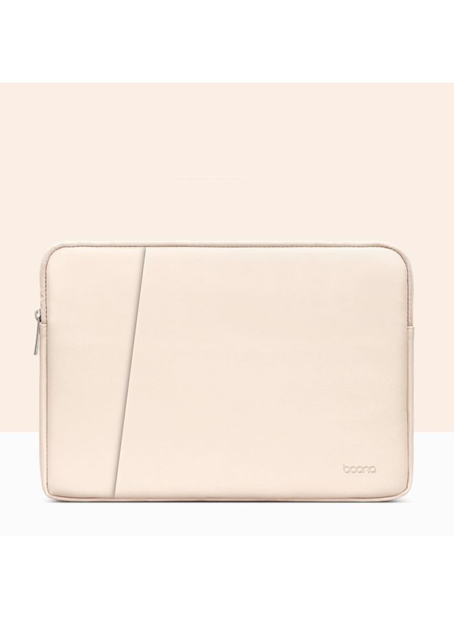 Baona BN-Q004 PU Leather Laptop Bag, Colour: Double-layer Apricot, Size: 16/17 inch