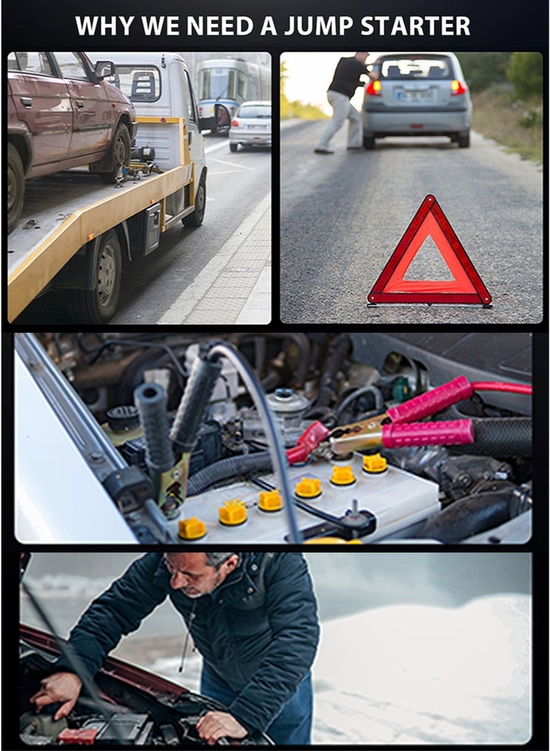 Digisand 4-IN-1 Car Jump Starter with 150PSI Air Compressor Portable Cordless Car Battery Emergency Starter, Peak 2000A Auto Battery Booster 150PSI Air Compressor To Easily Inflate Tires, LED Display, With Flashlight, Mobile Power Supply, Large Capacity Storage and Car Charger - Image 3