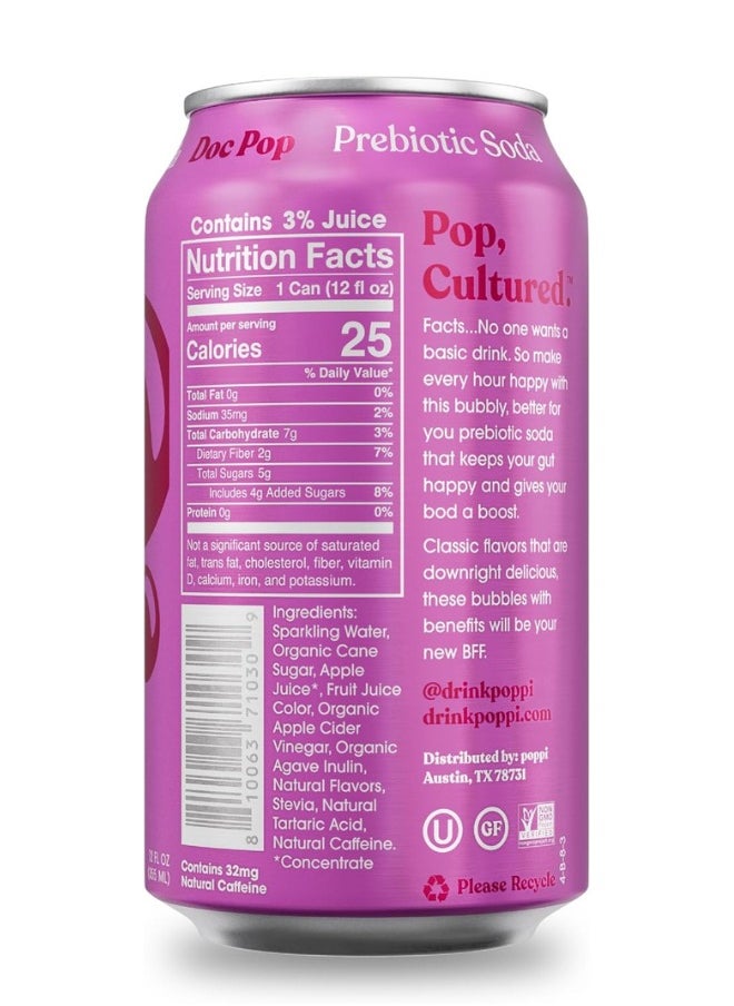 Poppi - Doc Pop Prebiotic Drink 355ml - Image 1