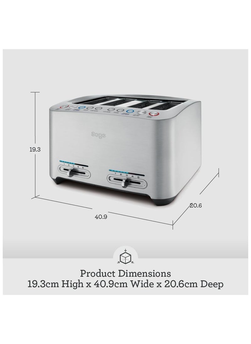 Sage - Sage - The Smart Toast 4 Slice Toaster with Extra-Wide Slots & LED Indicator & Varaible Browning Slider, Brushed Aluminium-UAE Version, 2 Year Manufacturer Warranty - Image 1