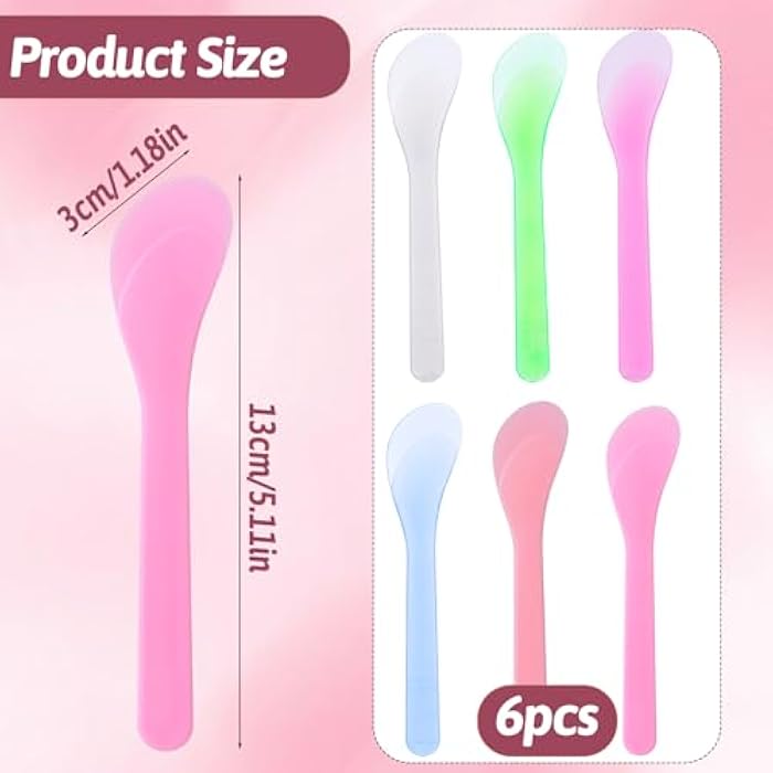 Alrhso 6Pcs Makeup Scoops Spatulas, Plastic Beauty Spoon Cream Brush Random Color Reusable Cosmetic Mask Mixing Spoon Makeup Tools for Lotions Cream and Sampling Tool - Image 2