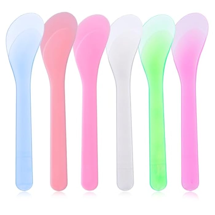 Alrhso 6Pcs Makeup Scoops Spatulas, Plastic Beauty Spoon Cream Brush Random Color Reusable Cosmetic Mask Mixing Spoon Makeup Tools for Lotions Cream and Sampling Tool - Image 1