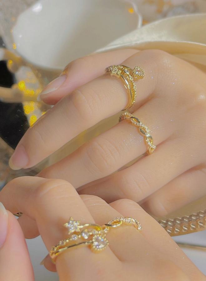 Take Two Pack of 2 - Golden Rhinestone Embellished Rings - Image 2