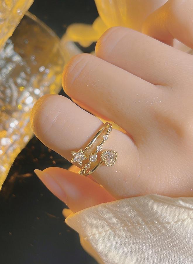 Take Two Pack of 2 - Golden Rhinestone Embellished Rings - Image 5