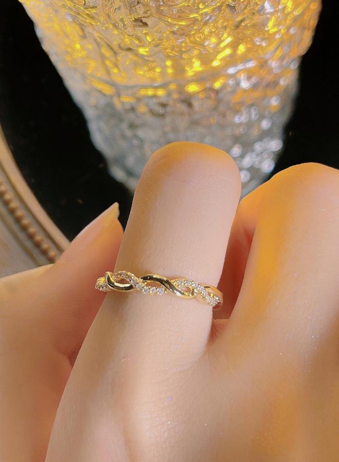 Take Two Pack of 2 - Golden Rhinestone Embellished Rings - Image 3