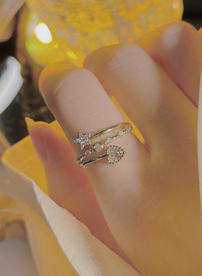 Take Two Pack of 2 - Golden Rhinestone Embellished Rings - Image 4