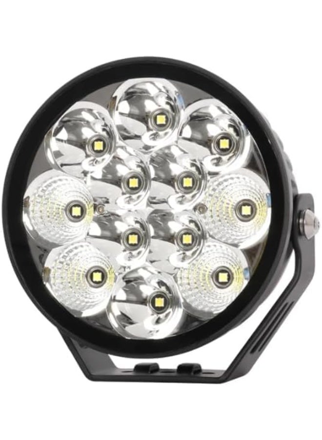 LED Work Light, 12V Powerful Spotlight with Black Aluminum Housing, Round Flood Beam Driving Lamp for Off-Road Vehicles - Image 1