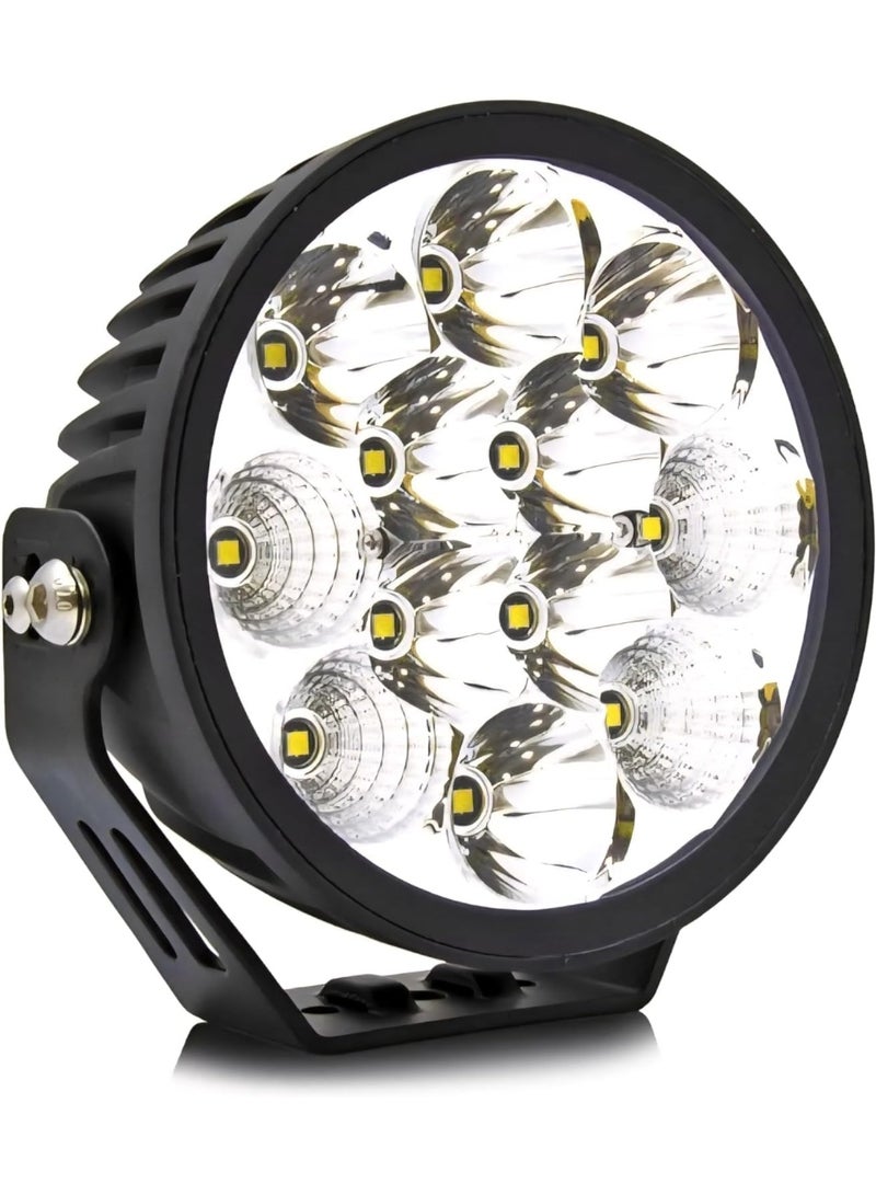 LED Work Light, 12V Powerful Spotlight with Black Aluminum Housing, Round Flood Beam Driving Lamp for Off-Road Vehicles - Image 5