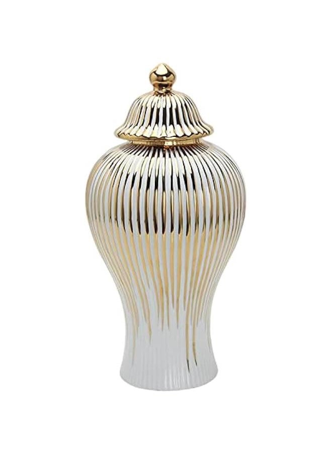 ماركة غير محددة - بوبلاز برطمان زنجبيل سيراميك مزخرف مع غطاء تخزين وطاولة مركزية للزهور، 6.3 × 6.3 × 11.8 انش - Image 1