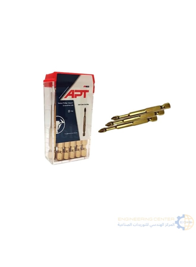APT Ph2×75 4/1" One Way Gold Cross Screwdriver Bit