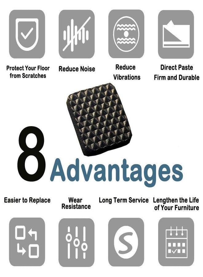 ToYooZe Silicone Self Adhesive Square Felt Pads Non Skid Floor Protector Furniture Sofa Furniture Chair Balance Pad Noise Insulation Floor Bumper (Black) - Image 5