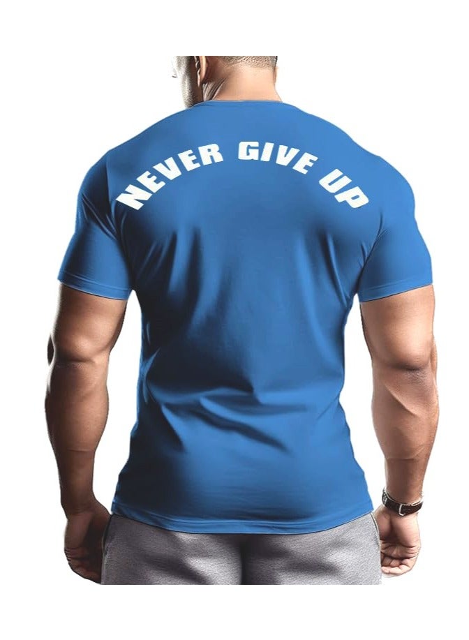 ALCOACH Men's Oversize T-shirt - ALCOACH - NEVER GIVE UP  Printed for exercise, gym and bodybuilding  - Image 3
