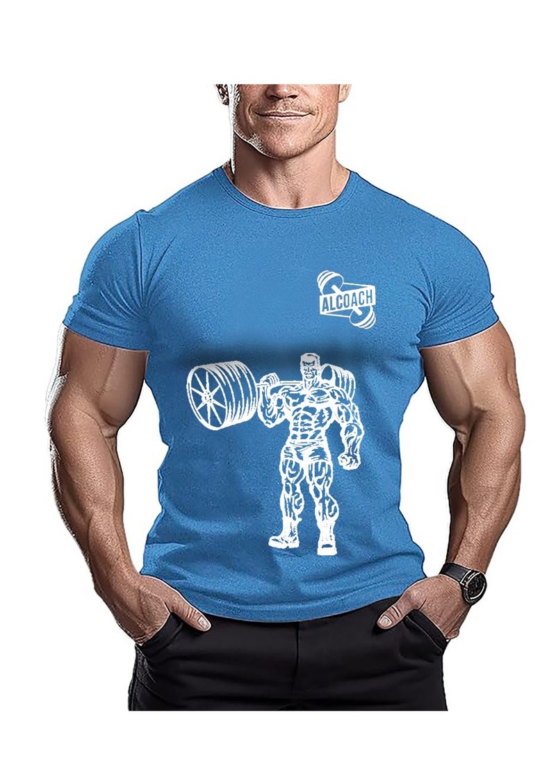 ALCOACH Men's Oversize T-shirt - ALCOACH - NEVER GIVE UP  Printed for exercise, gym and bodybuilding  - Image 1
