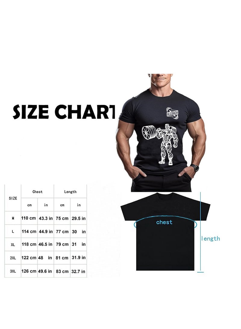 ALCOACH Men's Oversize T-shirt - ALCOACH - NEVER GIVE UP  Printed for exercise, gym and bodybuilding  - Image 4