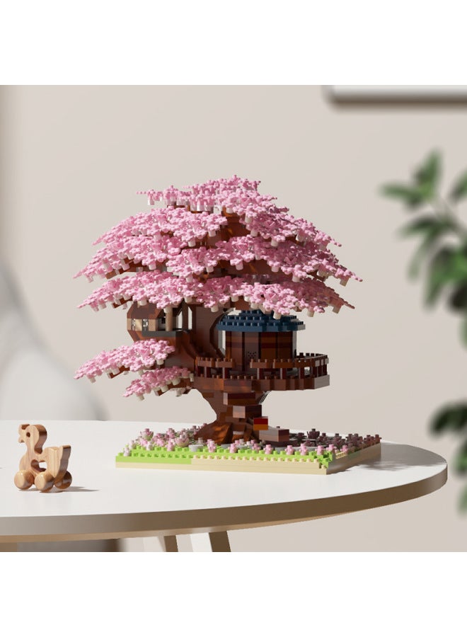 Suzhou Garden Compatible With Lego Building Blocks Adult High Difficulty Large Chinese Style Building Boy Birthday Gift-Color:Pink Sakura Tree House 2151pcs-Specifications:【Color Box Lighting Model】 Product Plus Lighting Kit - Image 1