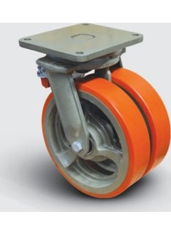 Emes Polyurethane Extra Heavy Industrial Wheel with Spherical Brake, Table Mounted, Ball Bearing, Diameter: 200 - Ew01 Vbp 200F 