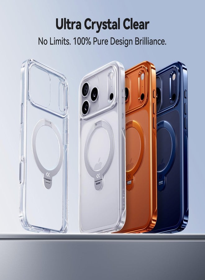 جراب CASEKOO الشفاف المصمم لهاتف iPhone 17 Pro مع حامل مغناطيسي يدور 360 درجة [مناسب لـ MagSafe] [حماية عسكرية 17 قدمًا] جراب نحيف مصقول لهاتف iPhone 17 Pro مع حامل 6.3 بوصة، شفاف - Image 2