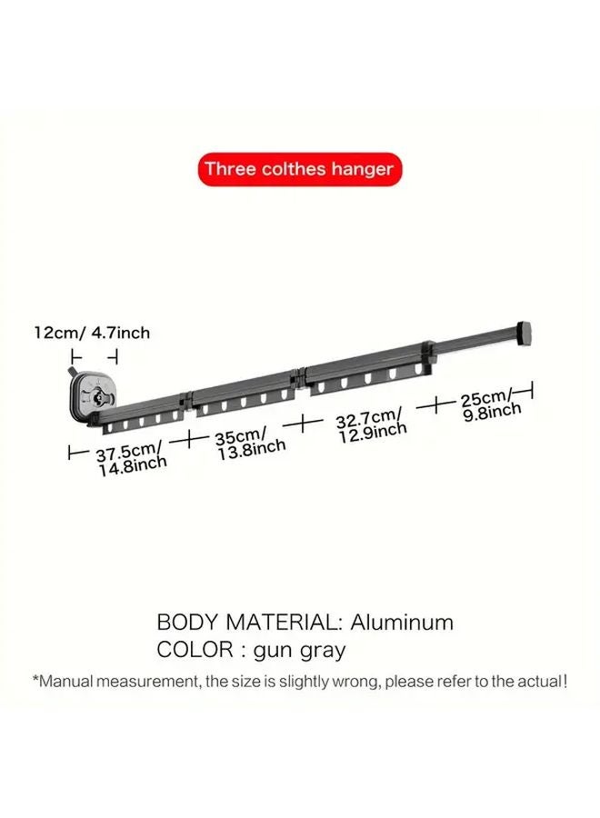 Gray Suction Cup Folding Clothes Rack Extendable Wall Mounted Laundry Hanger - Image 4