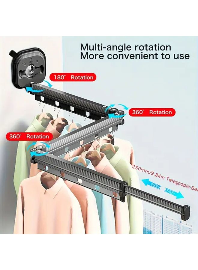 Gray Suction Cup Folding Clothes Rack Extendable Wall Mounted Laundry Hanger - Image 3