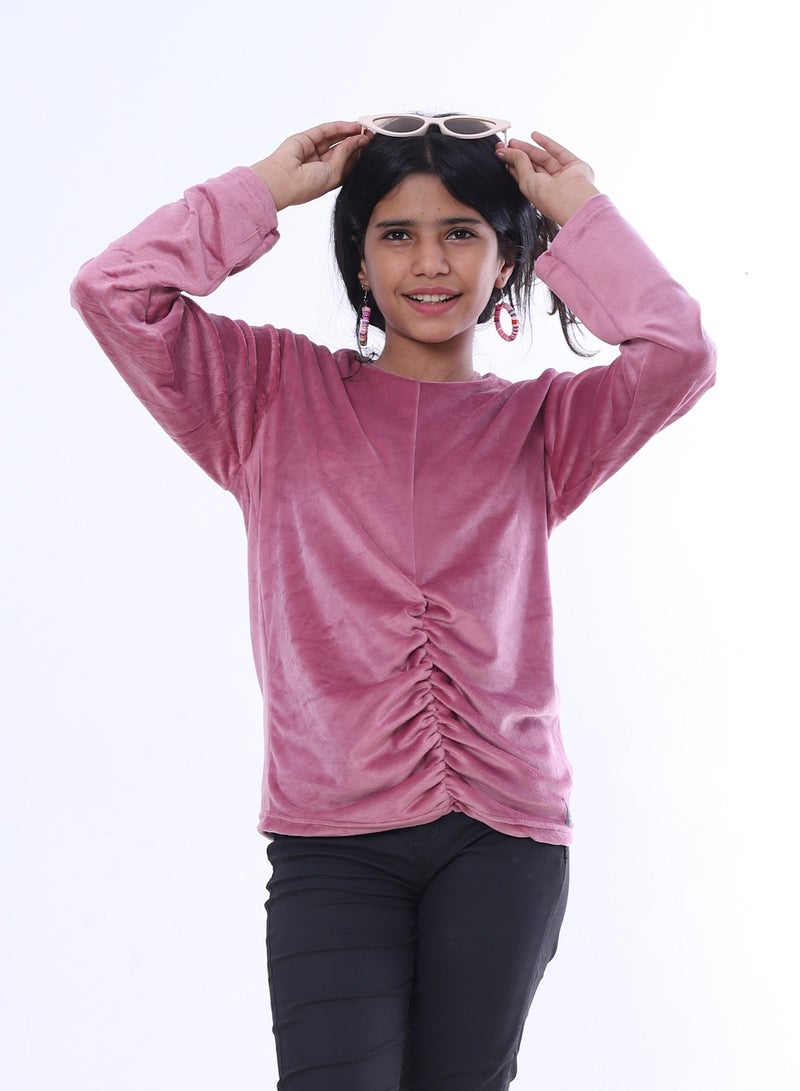 بيبو بلوزة بناتي مكشكشة بأكمام طويلة_موف - Image 1