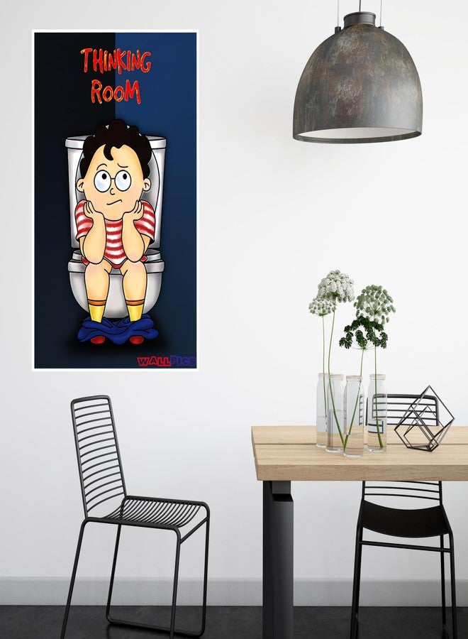 wallpics® Thinking Room Funny Poster Digital Art Print for Washroom Toilet bathroom door wall stickers (vinyl,Multicolor, Unframed) (12 x 18 inch) - Image 3