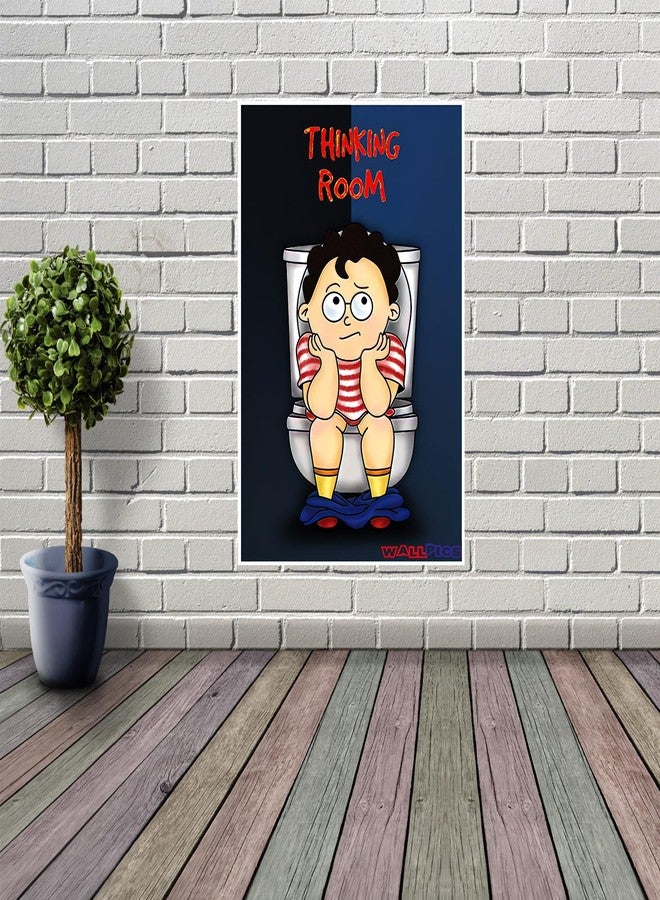 wallpics® Thinking Room Funny Poster Digital Art Print for Washroom Toilet bathroom door wall stickers (vinyl,Multicolor, Unframed) (12 x 18 inch) - Image 2