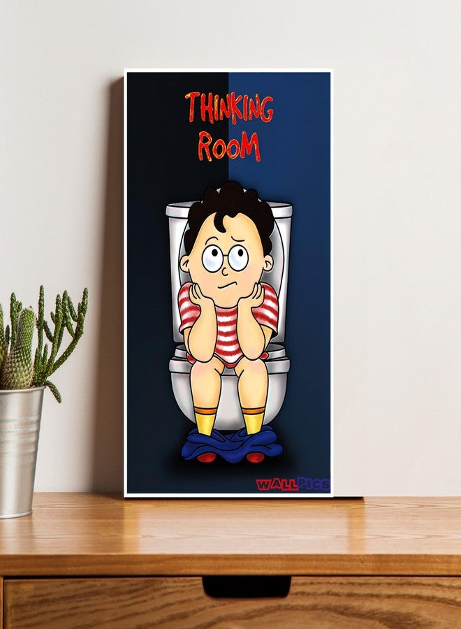wallpics® Thinking Room Funny Poster Digital Art Print for Washroom Toilet bathroom door wall stickers (vinyl,Multicolor, Unframed) (12 x 18 inch) - Image 1