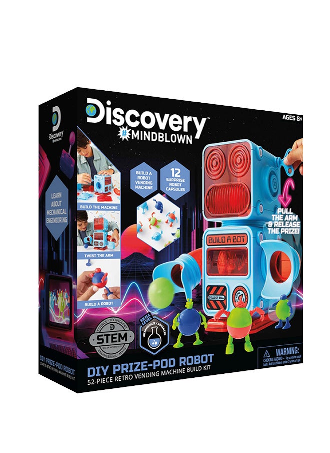 Discovery - Mindblown STEM Toys DIY Prize-Pod 52-Piece Robot Retro Vending Machine Build Kit for 8+ Years - Image 1