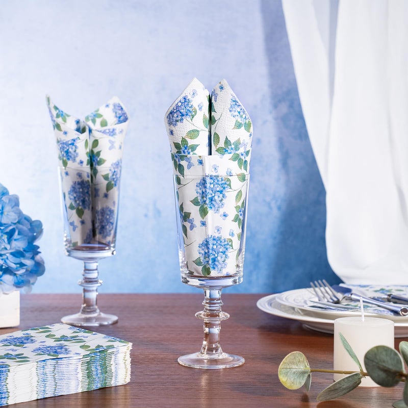 WRAPAHOLIC 25Pcs Floral Guest Napkins - 3-Ply Hydrangea Disposable Paper Napkins for Bridal and Baby Shower  Tea Party  Garden Party  Birthday Party - 4.3 x 7.9 In - Image 5