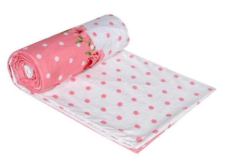 la' amour Super Premium Quilt Cover Double Bed with Zipper Blanket Cover/rajai Cover/Comforter Cover/Duvet Cover King Size Soft Cotton Breathable Skin Friendly Stuff 90x100 Inches, Pink & White - Image 5
