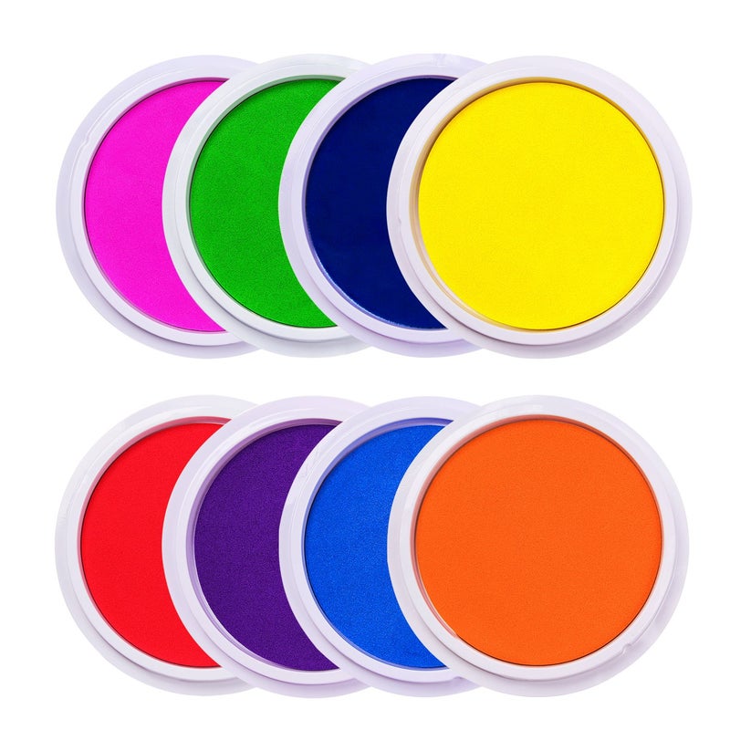Lsushine Craft Large Ink Pad Stamps Partner DIY Color8 Colors Rainbow Finger Ink pad for Kids Pack of 8