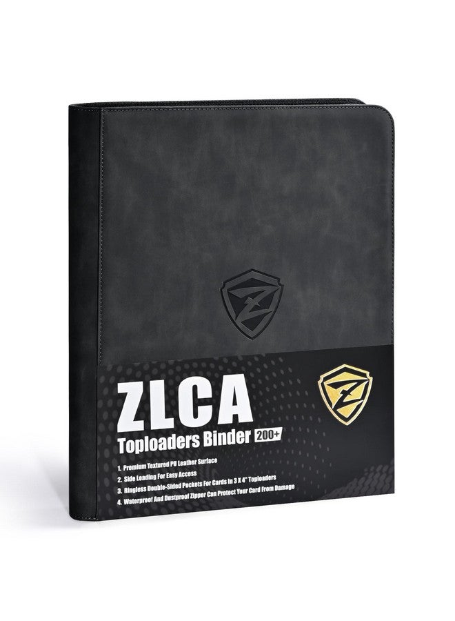 ZLCA Toploader Card Binder, 9-Pocket Trading Card Album Holder Fits For 3 X 4'' Top Loader, Double-Sided Card Display Storage Carrying Case Holds 252 Toploaders For Ptcg Mtg Sports Cards (Black) 
