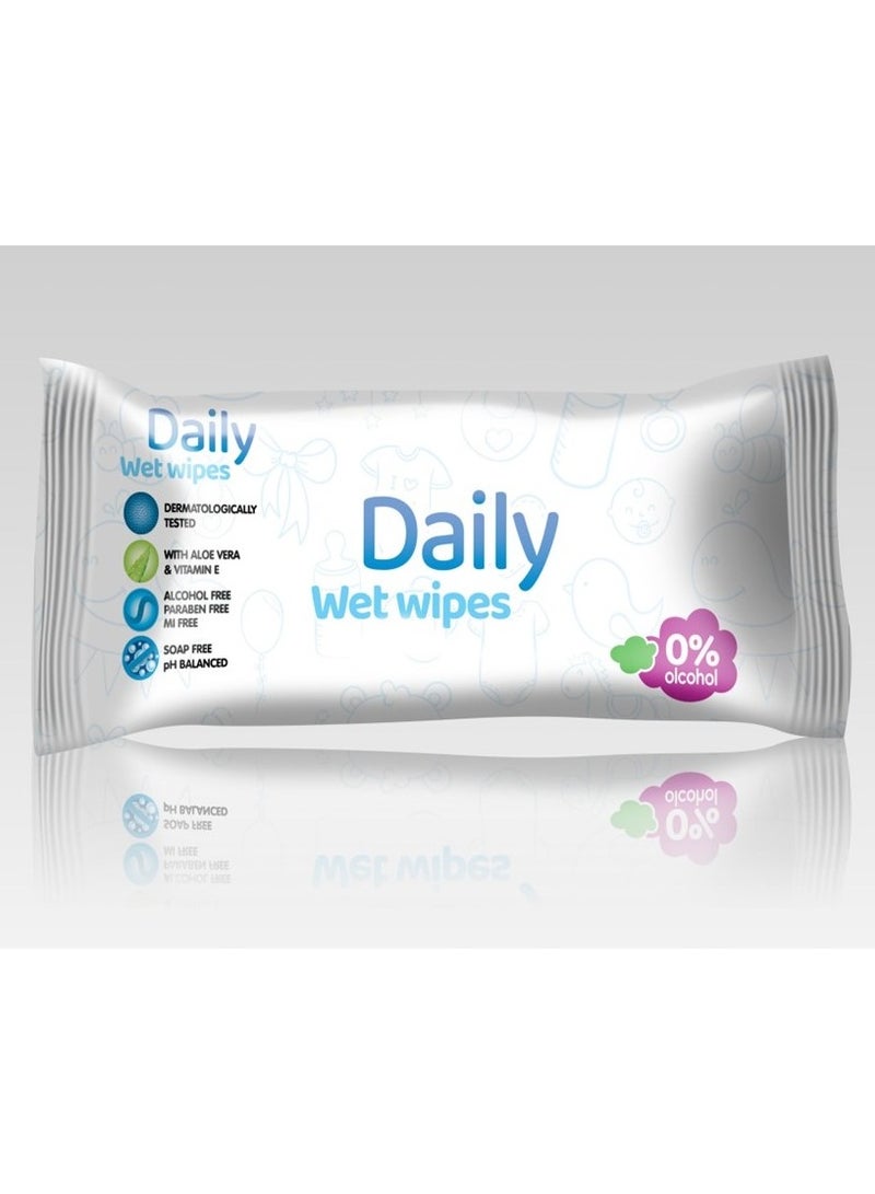 daily Daily wet wipes for babies and adults, alcohol-free, paraben-free, soap-free with Aloe Vera & Vitamin E – by Daily - Image 1