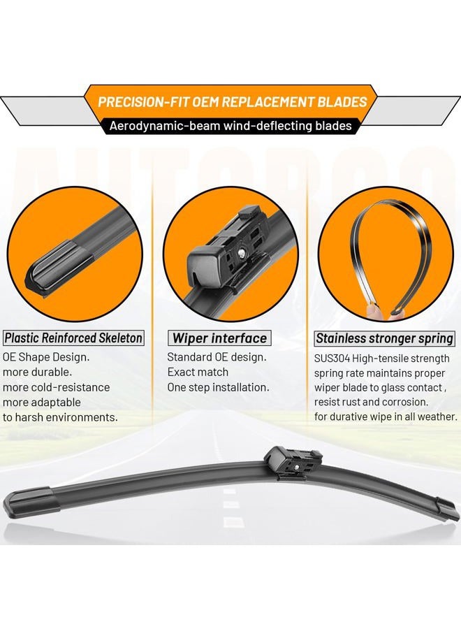 AUTOBOO OEM Windshield Wiper Blade Replacement for VW Volkswagen Jetta CC Passat 2011 2012 2013 2014 2015 2016 2017 2018 2019 -Original Factory Quality 24"+19" (Set of 2) Top Lock 16mm - Image 4