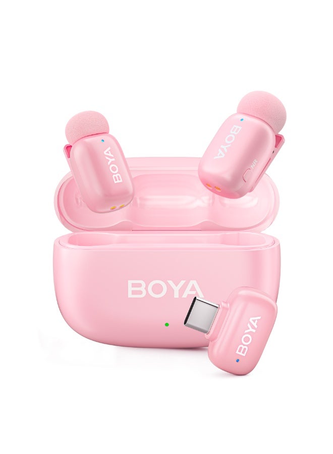 BOYA (New Arrivals)BOYA mini 2-02 Pink Wireless Lavalier Microphone  for iPhone 15/16/17 Android PC with USB-C Port, Original AI Noise Cancelling Mic Super mini Mic for Vlogging - Image 1