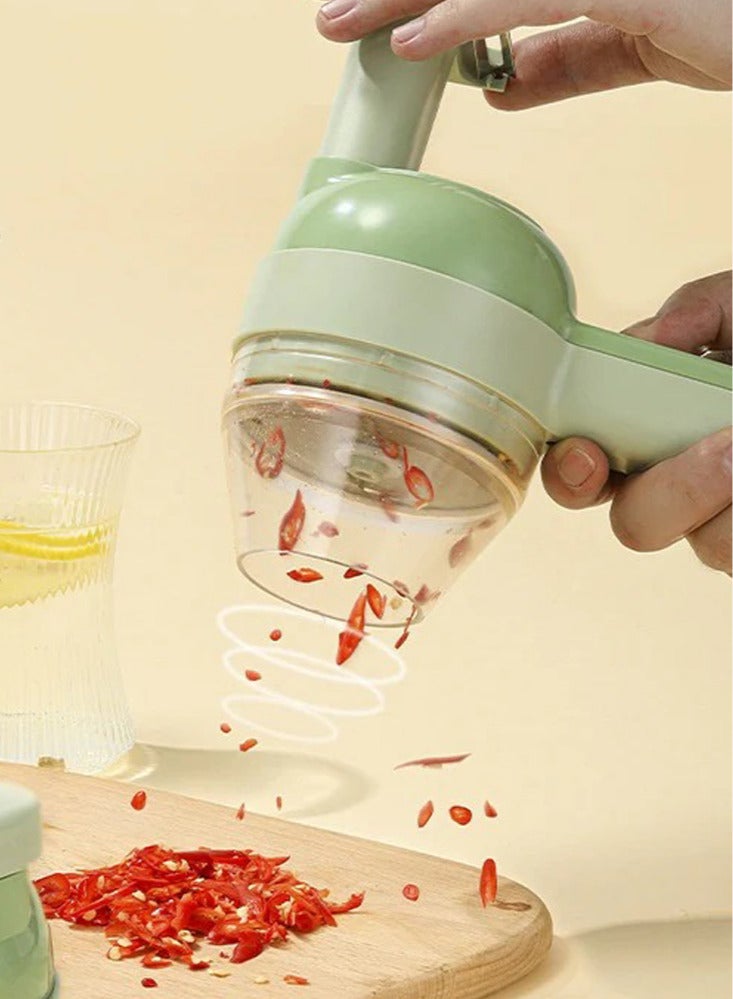 مطحنة ثوم كهربائية صغيرة لون اخضر وابيض - Image 5